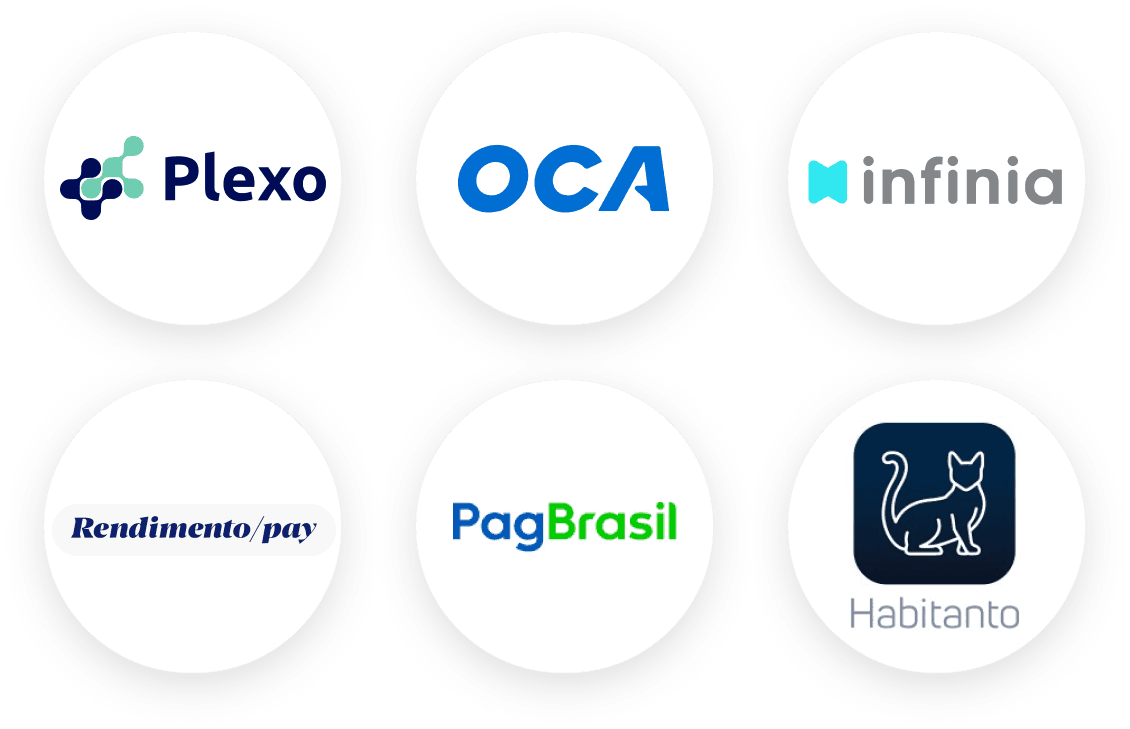 Logos de Plexo, Oca, Infinia, Rendimento/pay PagBrasil y Habitando